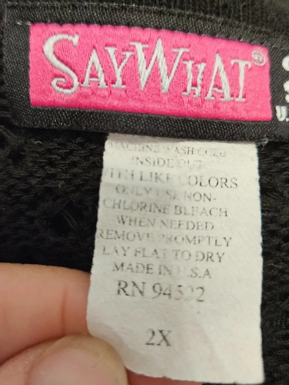 Say What? Black Women Open-knit crochet sweater scoop neck and tie waist size 3X